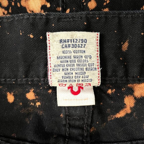 True Religion Ricky Black Jeans 32 Men’s Raf Simons Like Acid Splatter Distresse - Picture 8 of 11